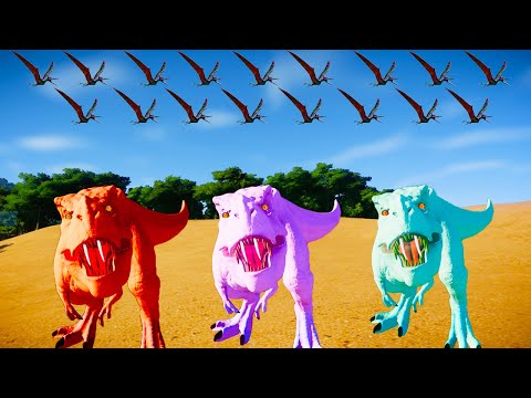 Team Rexy Color Pack vs Spinosaurus, Indominus Rex, - Jurassic World Evolution Dinosaurs Fighting