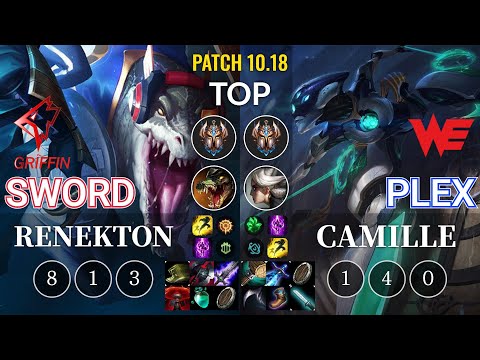 GRF Sword Renekton vs WE Plex Camille Top - KR Patch 10.18