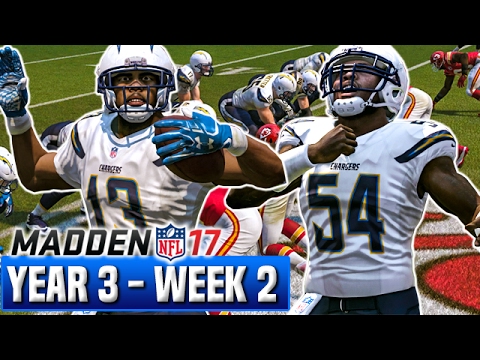 Madden 17 Chargers Franchise Mode Year 3 - Week 2 @ Chiefs | Ep.50