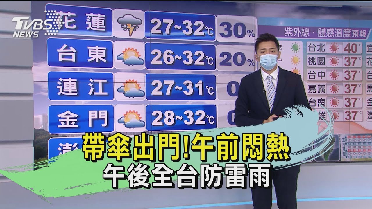 帶傘出門!午前悶熱 午後全台防雷雨
