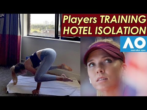 Tennis players Putintseva, Boulter, Jabeur TRAINING in QUARANTINE HOTEL ROOMS
