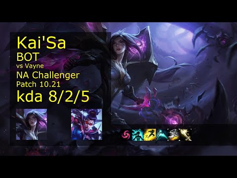 Kai'Sa ADC & Nautilus vs Vayne & Leona - NA Challenger 8/2/5 Patch 10.21 Gameplay
