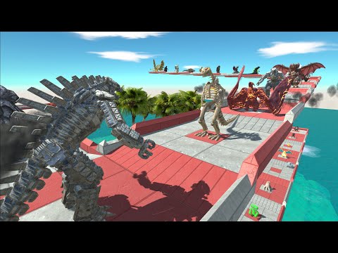 MECHAGODZILLA 2021 VS GHIDORAH LAVA DEATH FALL - Animal Revolt Battle Simulator