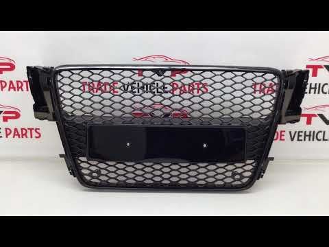 Fits Audi A5 S5 2007-2012 Front Main Grille Gloss Black Honeycomb Sport Badgeless video