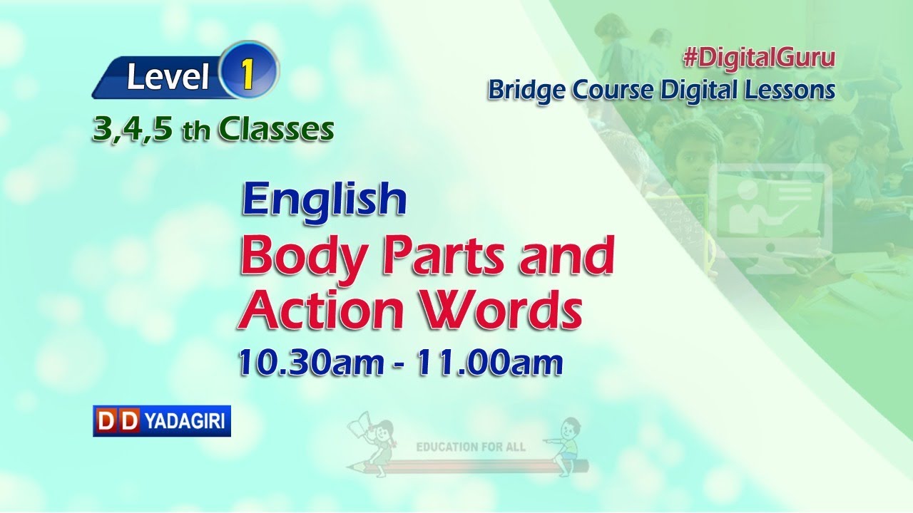 (Level-1) 3,4,5th English Classes || Body Parts & Action Words || School || July 28, 2021