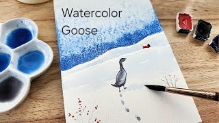 Watercolor winter goose for beginners!