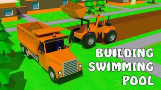 Construction Trucks Build a Swimming Pool! 🏗️🚜 | Bulldozer, Dump Truck & Concrete Mixer for Kids