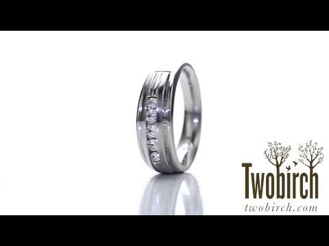 0.5ct Classic Five Stone Channel Set Men's Wedding Ring - TwoBirch TB-GR-0021-WG-H