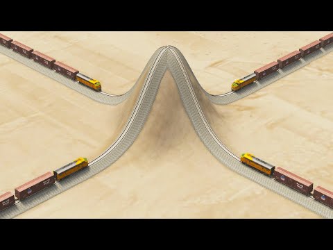 Trains Vs Impossible Hill Climb Crossover Rail Tracks - BeamNG.Drive