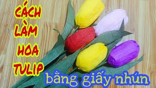 Hướng dẫn là hoa tulip bằng giấy nhún cực dể / Ngọc Nữ TV