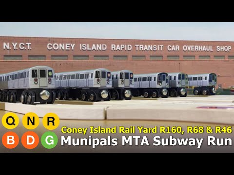 Munipals MTA R46/R68/R160 Coney Island Rail Yard Subway Run