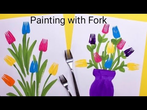 || flower painting || fork || Srinika's Ideas ||