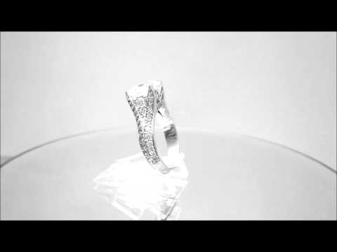 18K WHITE GOLD PRINCESS CUT DIAMOND ENGAGEMENT RING SPLIT BAND ART DECO 2.50CTW - KNR INC - 323