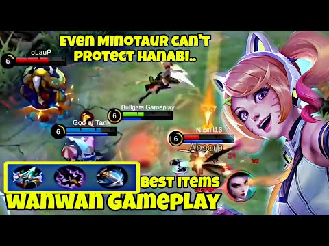 Minotour prorect mo si Hanabi😂|Wanwan Gameplay|How to use Wanwan?| Wanwan Best Build