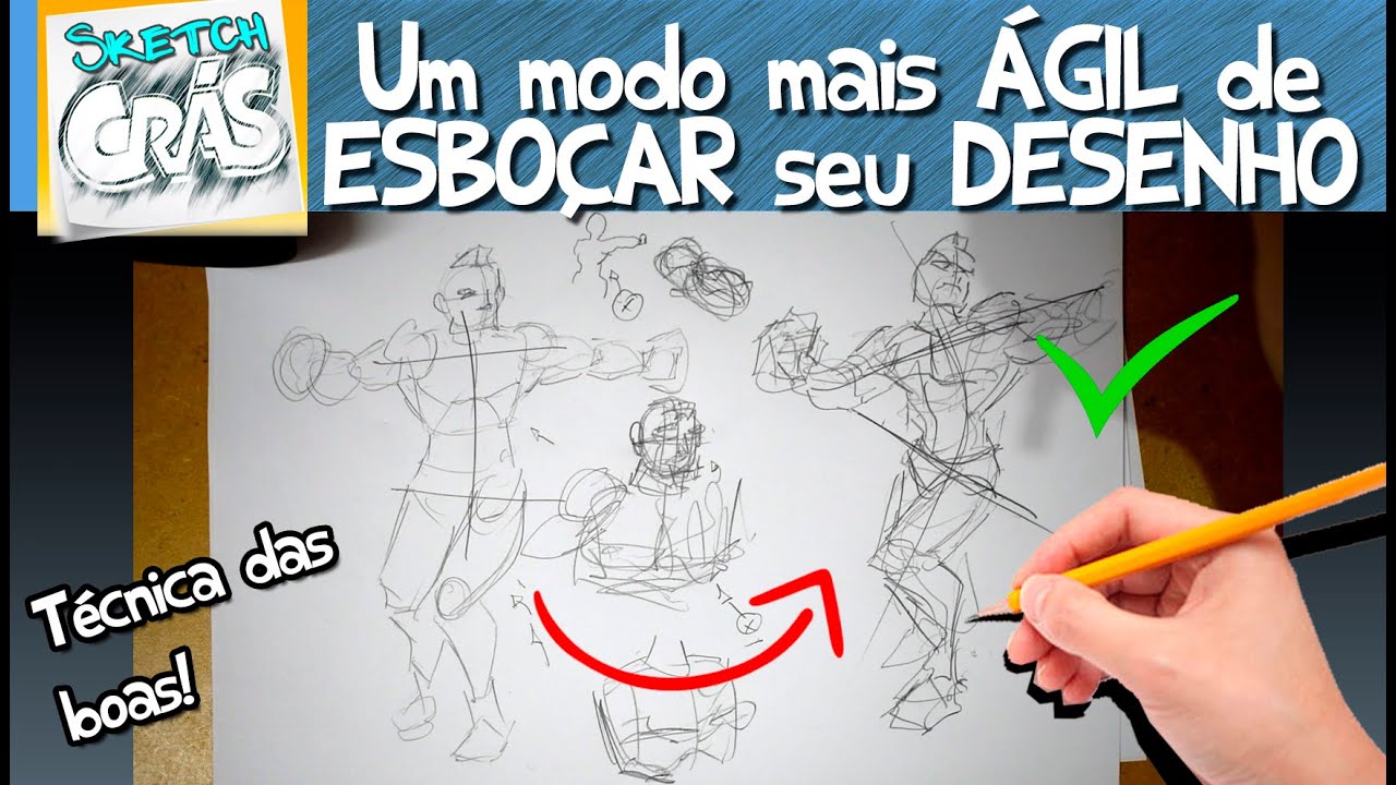 Uma técnica mais ÁGIL para ESBOÇAR seu DESENHO - Sketch Crás
