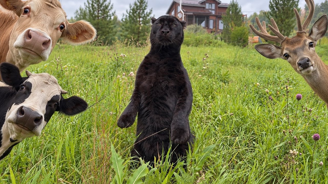 When guests come to visit Luna the panther 🦌🐄(ENG SUB)