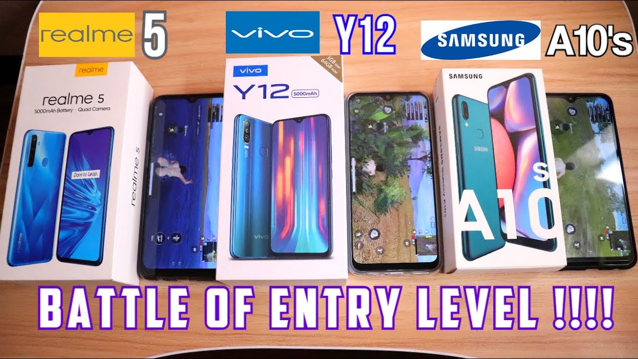 REALME 5 Vs VIVO Y12 Vs SAMSUNG A10s - COMPARISON (CAMERA, BATTERY, GAMING & HEATING)