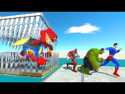 Giant Crushing Spike Trap – Can Superheroes or Creepy Monsters Survive This Deadly Challenge? | ARBS