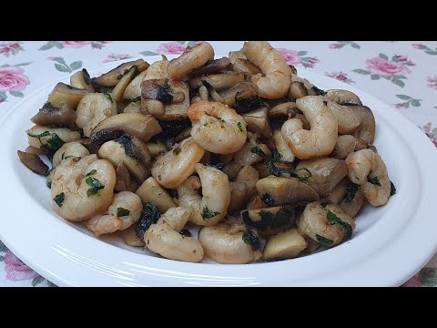 SALTEADO DE CHAMPIÑONES Y GAMBAS. Facilisimo y rápido de elaborar! #nuberosaylila