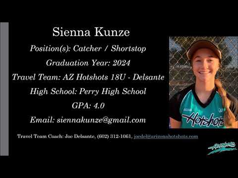 Sienna Kunze Softball Skills Video - 2024 Catcher SS