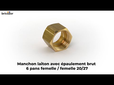Manchon laiton brut 6 pans femelle / femelle avec épaulement à visser BRICOZOR