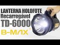 A melhor Lanterna Holofote Recarregável de Led Potente TD 6000. Para acampamento, trilhas e pescas.