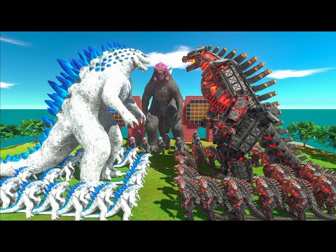 Shimo Godzilla VS New Mechagodzilla 2021 Vs Godzilla Evolved 2024 - Animal Revolt Battle Simulator