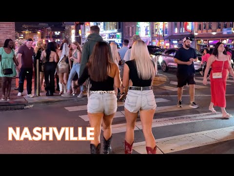 Nashville, Tennessee Vibrant Nightlife on Friday | October 4, 2024 | 4k Video