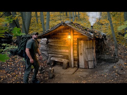 He Returned to the Riverside Log Cabin He Built 5 Years Ago | 24 Hours Alone (ASMR)