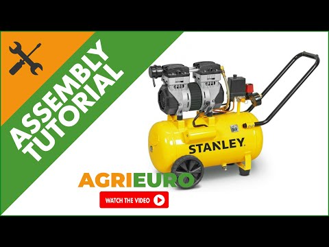 STANLEY DST 150/8/50 SXCMS1350HE Wheeled Electric Air Compressor - 50 L Oilless - Assembly tutorial