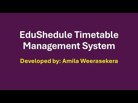 eduShedule Time Table Management System