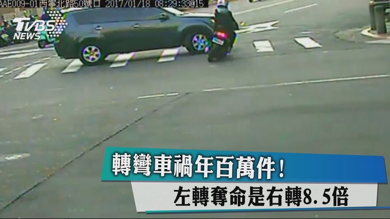 轉彎車禍年百萬件! 左轉撞死多右轉8.5倍