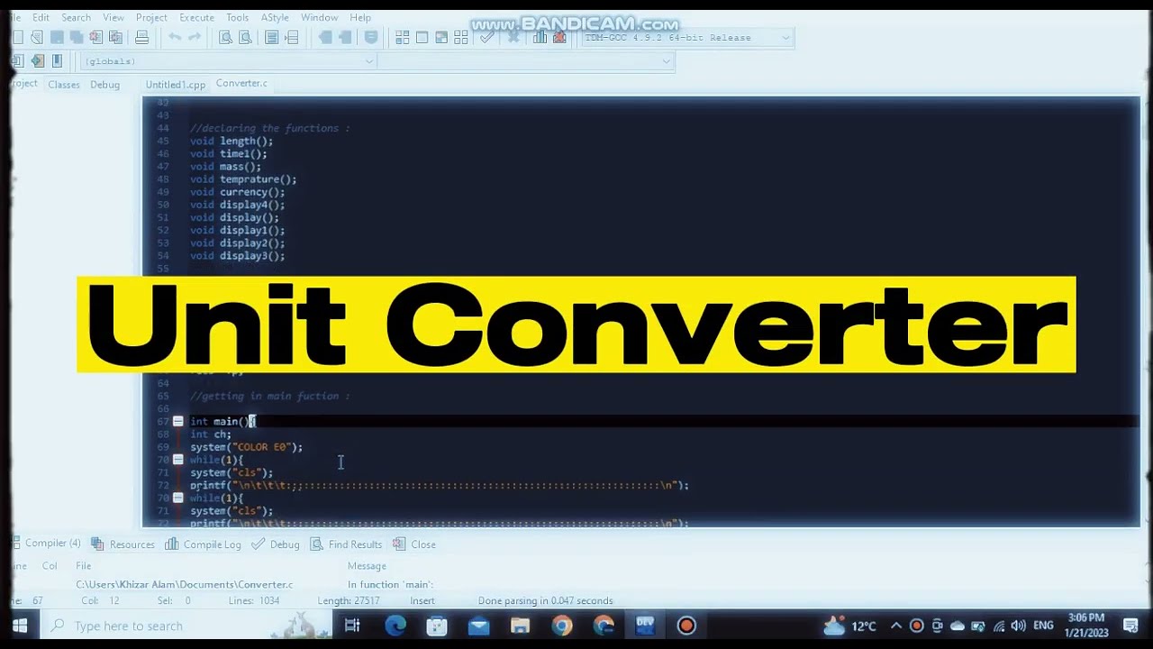 C Project - Unit Converter With History |  (simple project) #UnitConverter #CProgramming #cproject