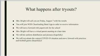 WHS Virtual Cheerleading Tryouts 2020-2021