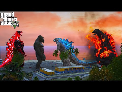 Godzilla and Burning godzilla vs Shin Godzilla and Kong- GTA V Mods