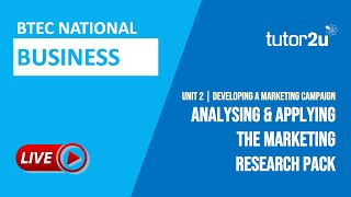 Analysing & Applying the Market Research Pack | BTEC National Business