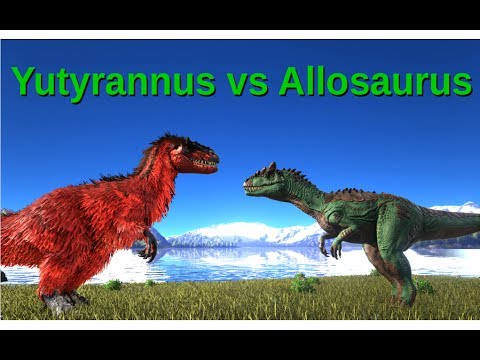Yutyrannus vs Allosaurus (and Rex?) || ARK: Survival Evolved