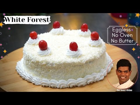 White Forest Cake Recipe in Tamil | No Oven Eggless Birthday Cake | CDK #379 | Chef Deena's Kitchen