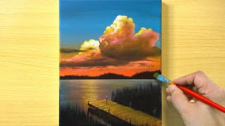 Sunset Cloud Painting / Acrylic Painting / STEP by STEP #235