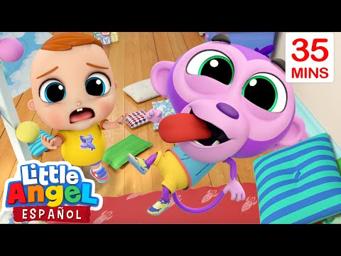 Bebé Juan enseña buenos modales a Bebé Mono | Canciones Infantiles de | Little Angel Español