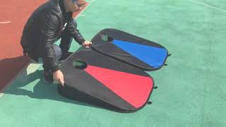 Portable 3'x2' PVC Framed Cornhole Game Set with 8 Bean Bags