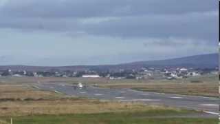 Stornoway Airport landing, Flybe SAAB 340, Outer Hebrides, Scotland