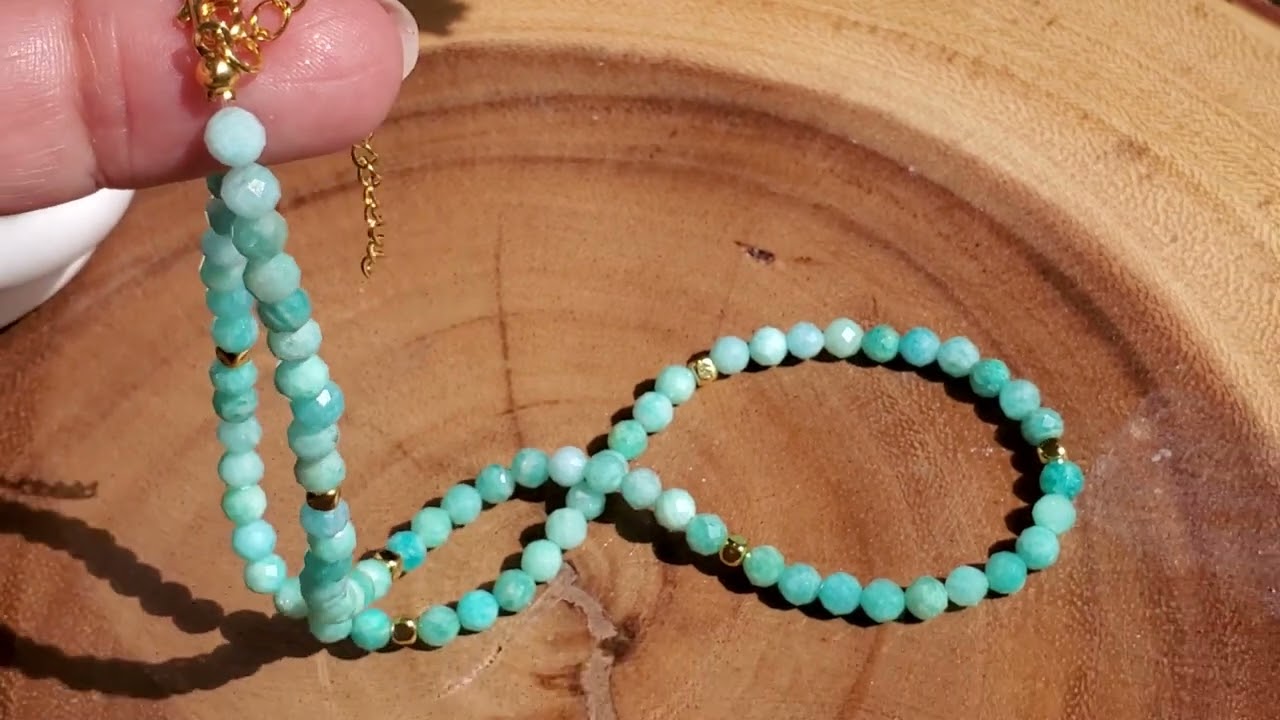 Amazonite Tiny Natural Boho Holiday Choker Beaded Necklace