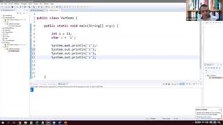 Basic Java Variables (int, double, char, String) Tutorial for Beginners using Eclipse