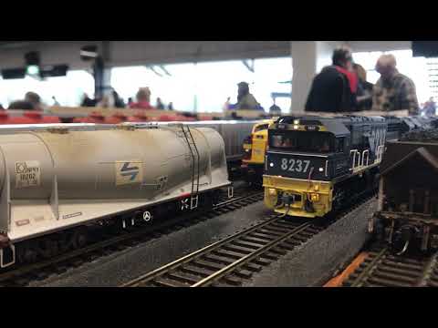Triple 82 class locomotives going through the yard