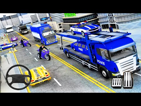 US Police Car Transporter Truck - Truck Transport - Android Gameplay