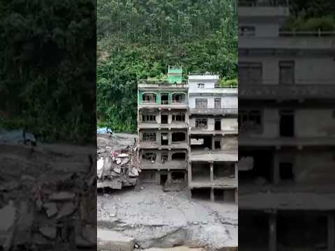 Drone video shows destruction after Nepal flash floods