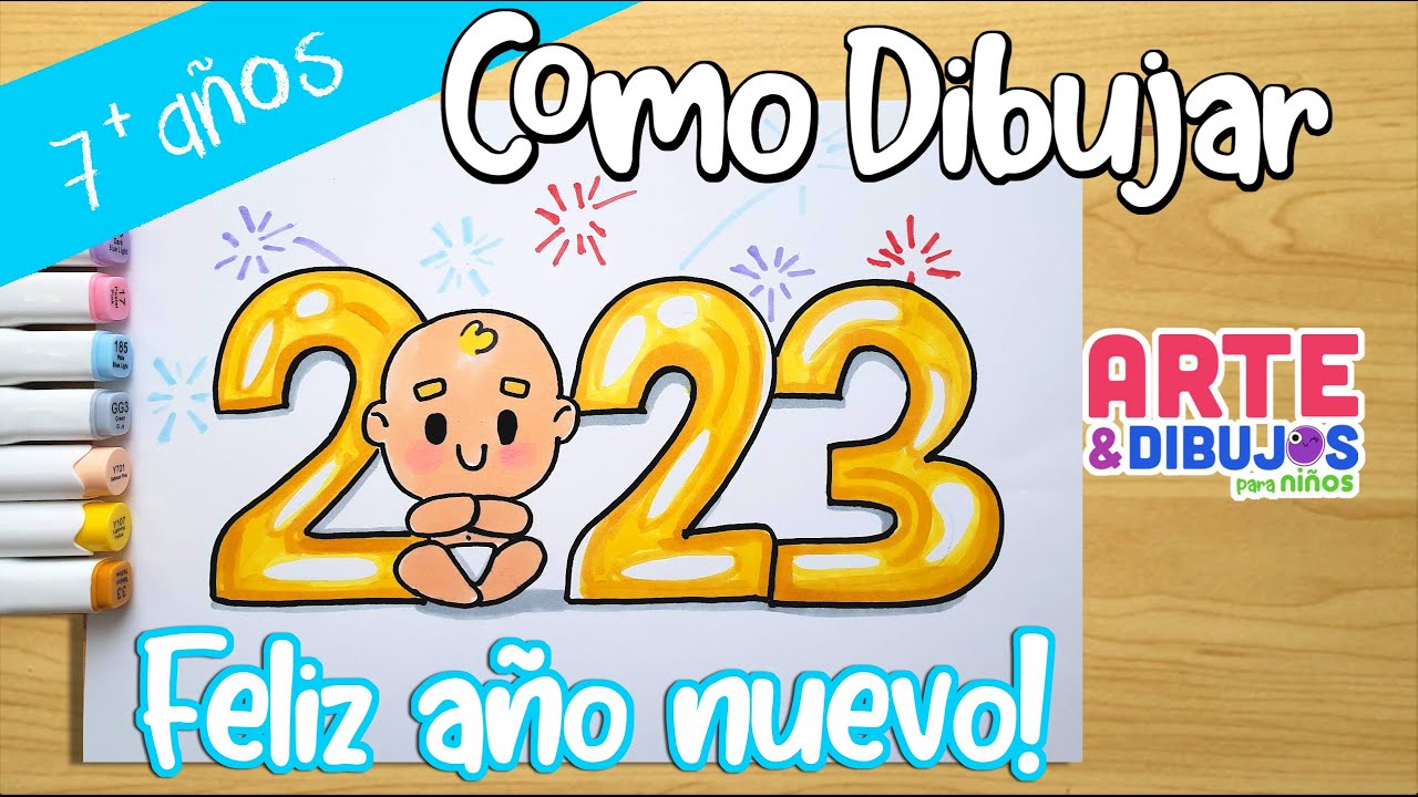 Como dibujar AÑO NUEVO 2023 | Arte y Dibujos para Niños