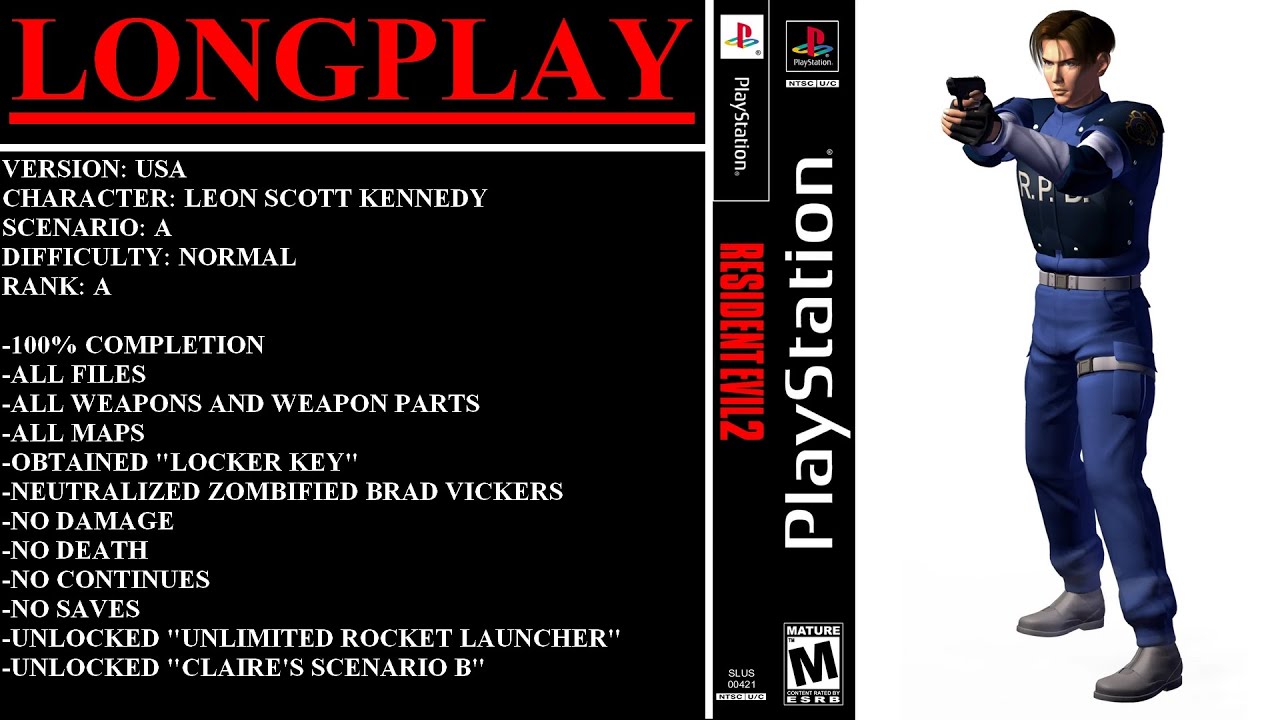 Resident Evil 2 [USA] (PlayStation) - (Longplay - Leon S. Kennedy | Scenario A | Normal Difficulty)