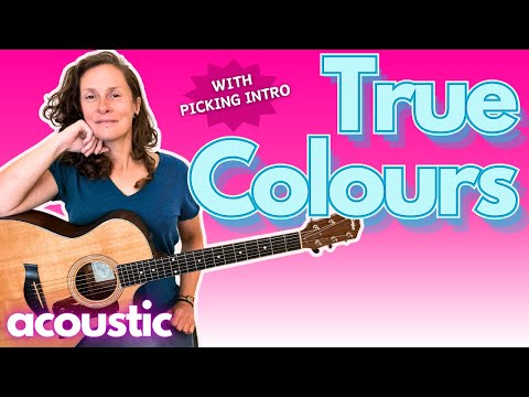 Learn Cyndi Lauper - TRUE COLOURS - Acoustic GUITAR TUTORIAL